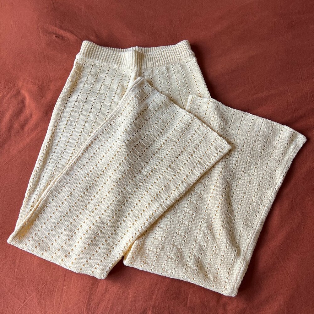 Yellow Small SOLAI Heavy-Knit Wide-Leg Pants